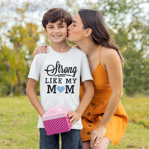 Stark wie meine Mama Blue Heart Kids Zitat T-Shirt