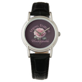 Starke Angst unaufhaltsam & rosa Rose T - Shirt Armbanduhr