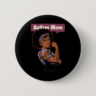 Starke Autismus-Mama Bewusstsein für Mutter Black Button