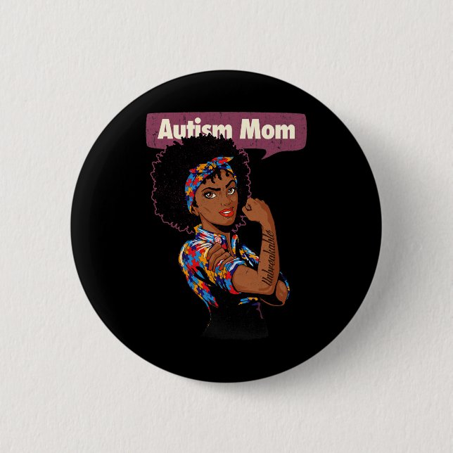 Starke Autismus-Mama Bewusstsein für Mutter Black  Button (Vorderseite)