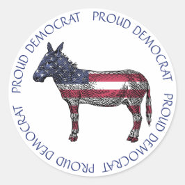 STARKE DEMOKRAT-DONKEY-FLAGGKERN IN AMERIKA RUNDER AUFKLEBER