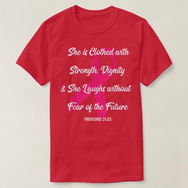 Stärke Dignität Furchtloser Cooler Brustkrebs T-Shirt (Design vorne)