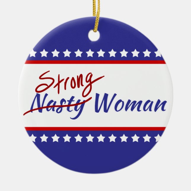 Starke Eklige Frauen mit US Flagge Keramikornament (Vorne)