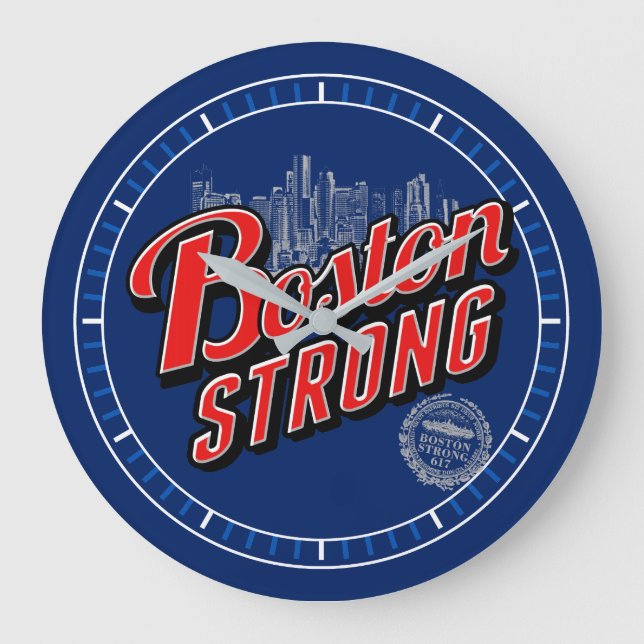 Starke Erinnerungen an die Blaue Navy in Boston Ci Große Wanduhr (Vorderseite)