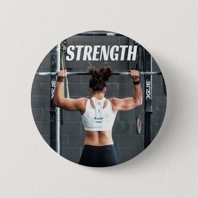 Stärke Fitness Frauen Muskeltraining Motivierend Button (Vorderseite)