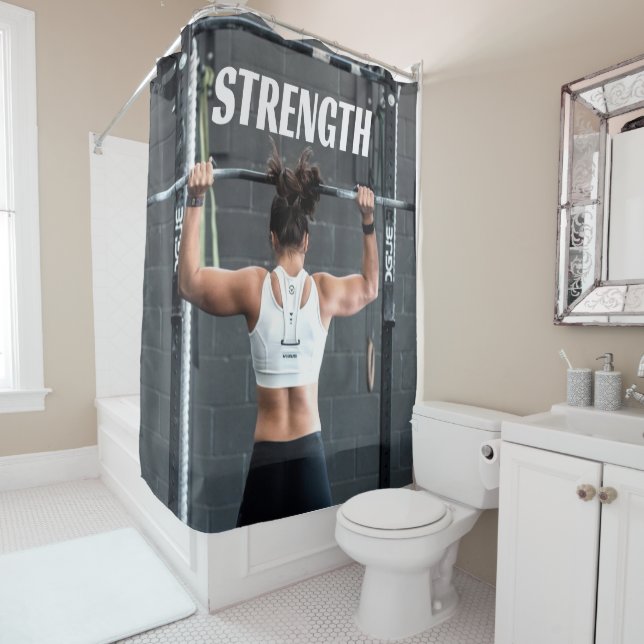 Stärke Fitness Frauen Muskeltraining Motivierend Duschvorhang (Beispiel)