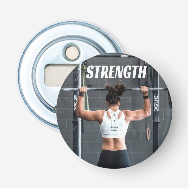 Stärke Fitness Frauen Muskeltraining Motivierend Flaschenöffner (Vorderseite)