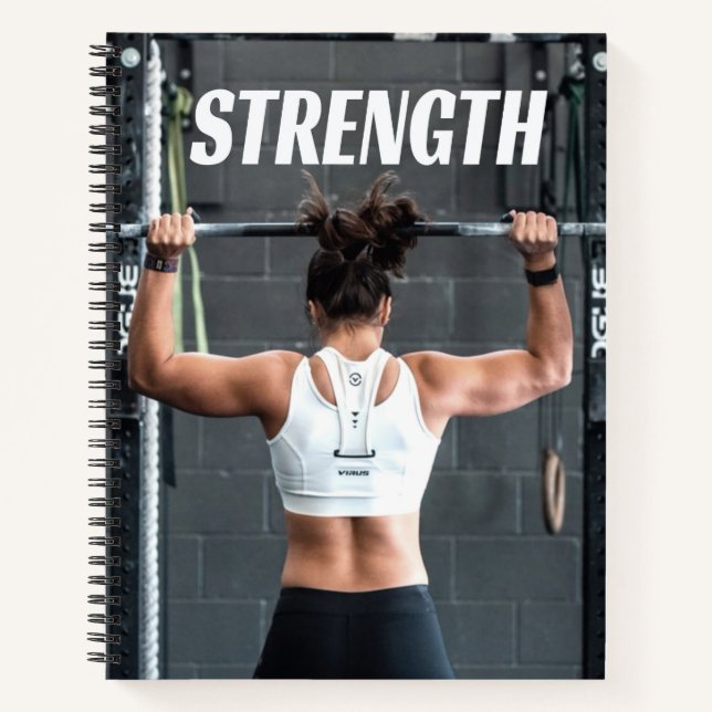 Stärke Fitness Frauen Muskeltraining Motivierend Notizbuch (Vorderseite)