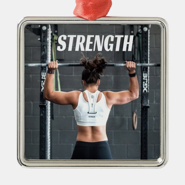 Stärke Fitness Frauen Muskeltraining Motivierend Ornament Aus Metall (Vorne)