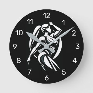 Starke Frau Fitness Personal Training Minimalist Runde Wanduhr