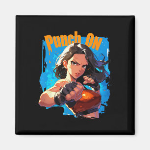 Starke Frauen Kickbox-Kämpferin Punch On Magnet
