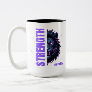 Stärke im Glaubenssymbol und Kreuzemblem Zweifarbige Tasse