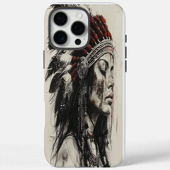 Starke indische Kriegerin in Tradition iPhone 16 Pro Max Hülle (Rückseite)