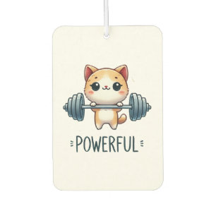 Starke Katze hebt Gewichte, süße Fitness-Kitty-Kun Autolufterfrischer