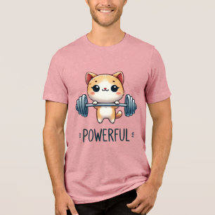 Starke Katze hebt Gewichte, süße Gym-Kitty-Kunst Tri-Blend Shirt