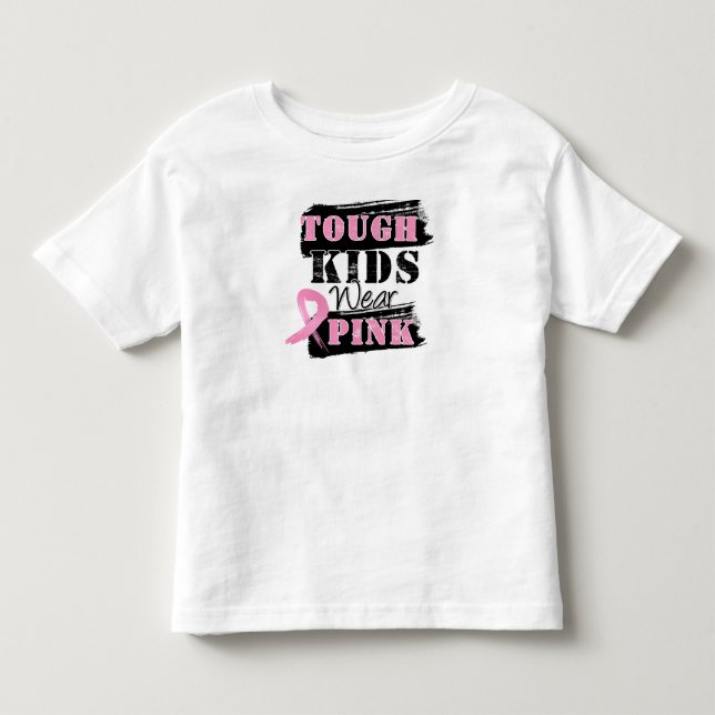 Starke Kinder tragen Rosa - Brustkrebs-Bewusstsein Kleinkind T-shirt (Vorderseite)