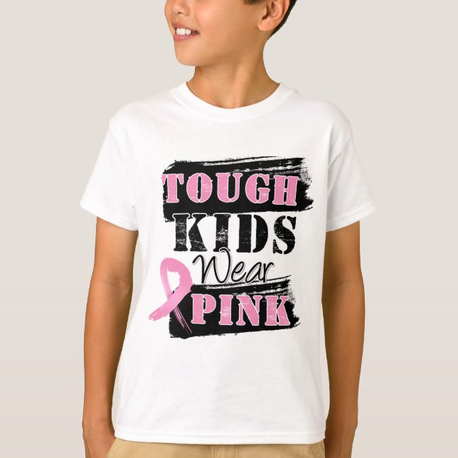 Starke Kinder tragen Rosa - Brustkrebs-Bewusstsein T-Shirt (Vorderseite)