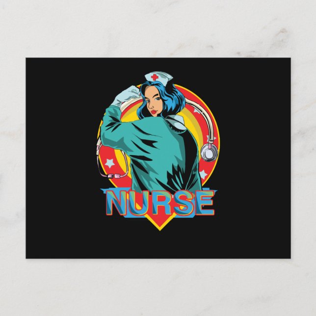 starke Krankenschwester Postkarte (Vorderseite)