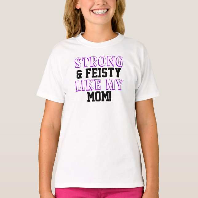 Starke Lebensfreude wie Mama Kinder Lila Shirt (Vorderseite)