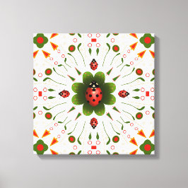 Starke Leinwand Ladybug-Thema Print 16" X 16"