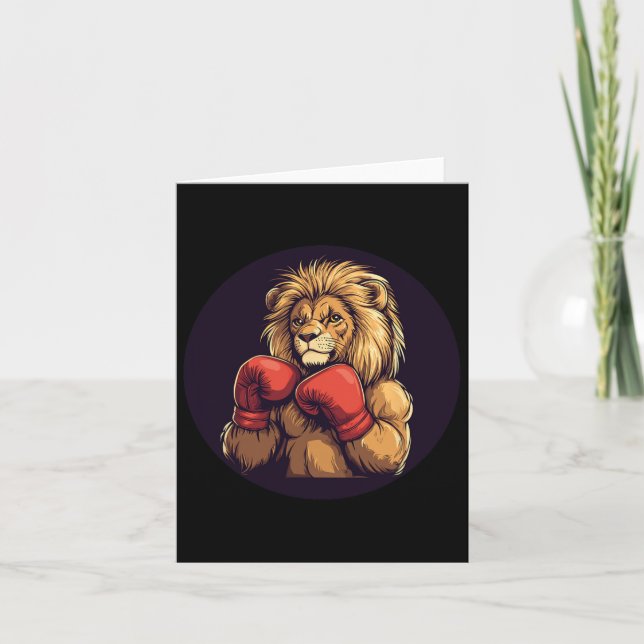 Starke Lion mit Boxkostüm für Mitte und Karte (Vorderseite)