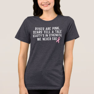 Stärke, Narben & Überleben Brustkrebsbewusstsein Tri-Blend Shirt