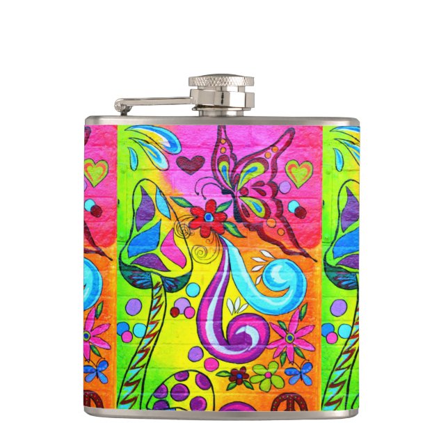 starke psychedelische magische Pilzflasche Flachmann (Vorderseite)