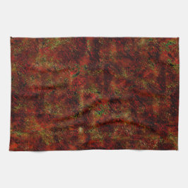 Starke rote Haut über grobgrau Geschirrtuch