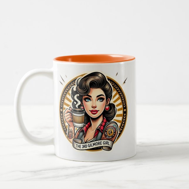 Starke schöne Frauen, die Kaffee Liebe Zweifarbige Tasse (Links)