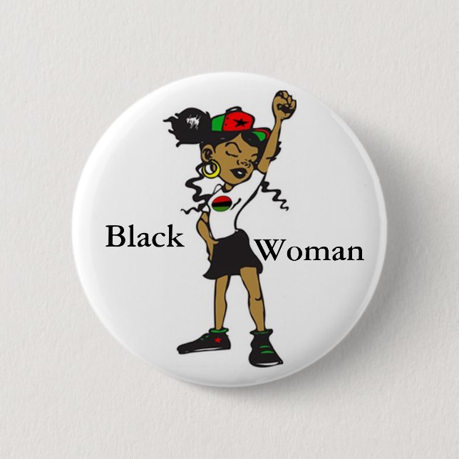 Starke schwarze Frau Button (Vorderseite)