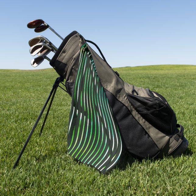 Starke Streifen über grünes abstraktes Design Golfhandtuch (Gras)