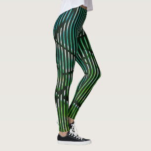 Starke Streifen über grünes abstraktes Design Leggings