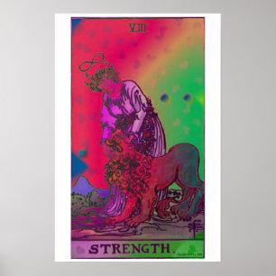 Stärke Tarot Card Psychedelisches Poster