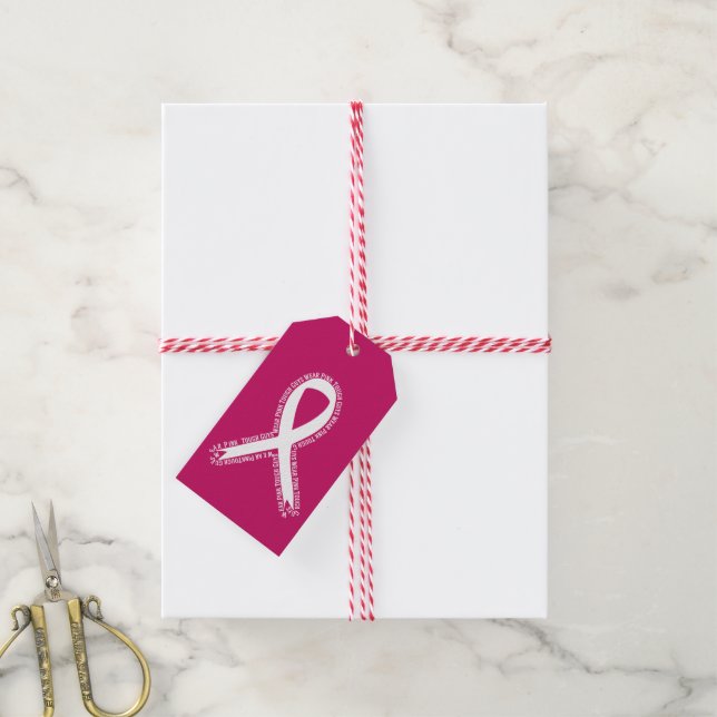 Starke Typ tragen rosa Brustkrebs-Bewusstsein Geschenkanhänger (Mit Garn)