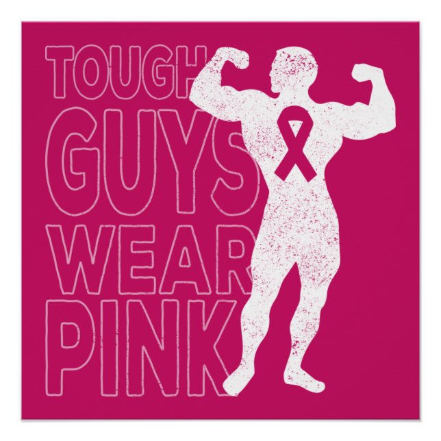 Starke Typ tragen rosa Brustkrebs-Bewusstsein Poster (Vorderseite)