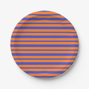 Starke und dünne blaue und orange Streifen Pappteller