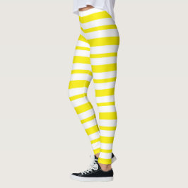 Starke und dünne gelbe und weiße Streifen Leggings