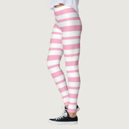 Starke und dünne rosa und weiße Streifen Leggings