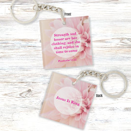 Stärke und Ehrenblüte mit rosa Blume Schlüsselanhänger