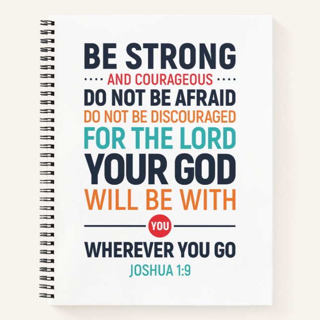 Starke und mutige, Joshua 1:9 Notizbuch (Vorderseite)