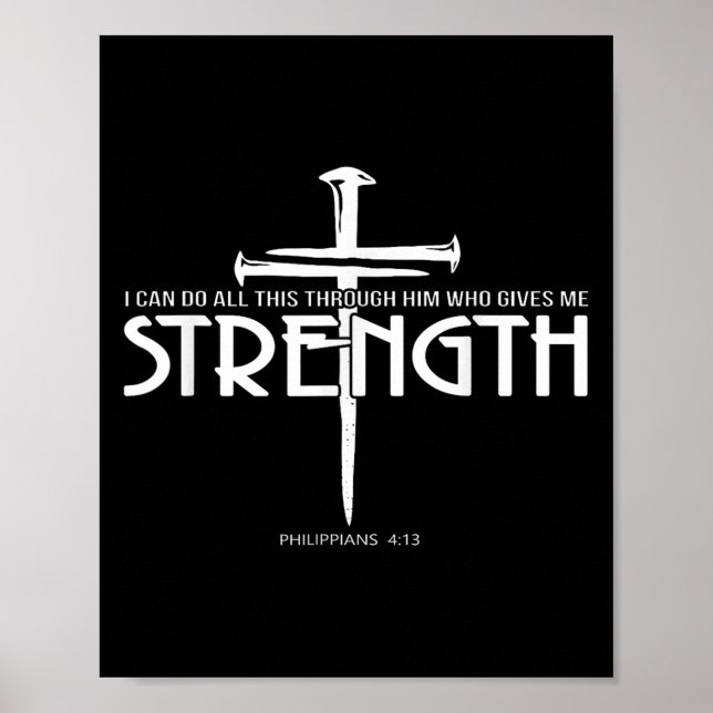 Stärke und Nagelkreuz Christliche Verse Poster (Vorne)