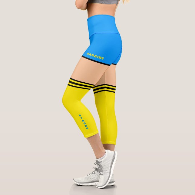 Starke Unterstützung der ukrainischen Flaggen-Legg Capri Leggings (Links)