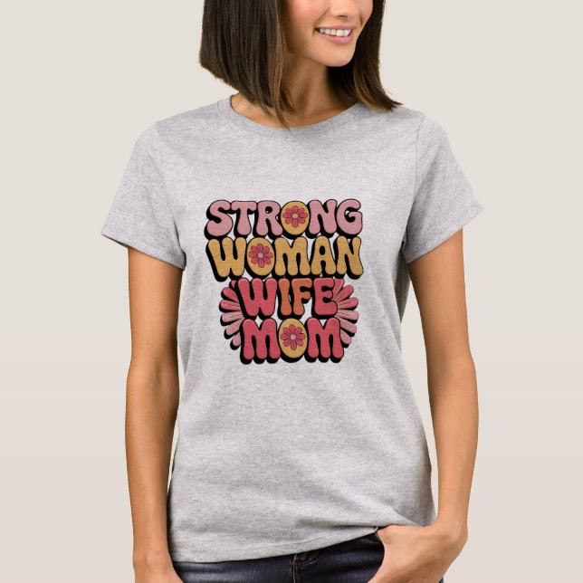 Starke weibliche Ehefrau Mama Retro Bluthochdruck T-Shirt (Vorderseite)