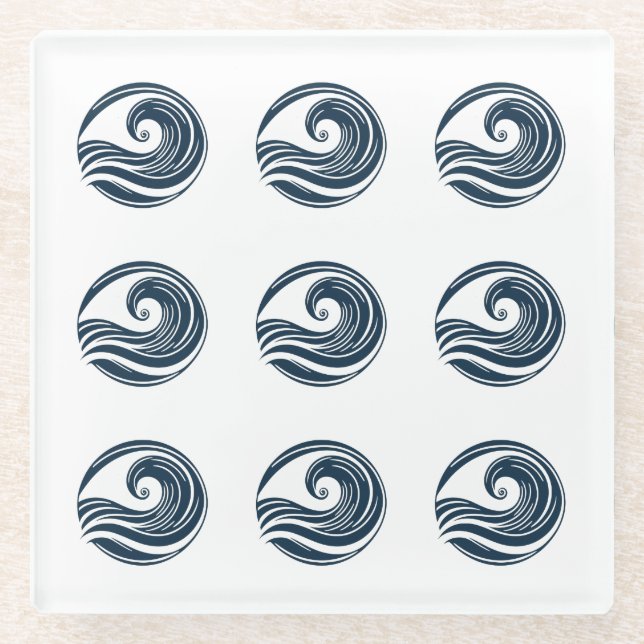 Starke Welle Glasuntersetzer (Vorderseite)