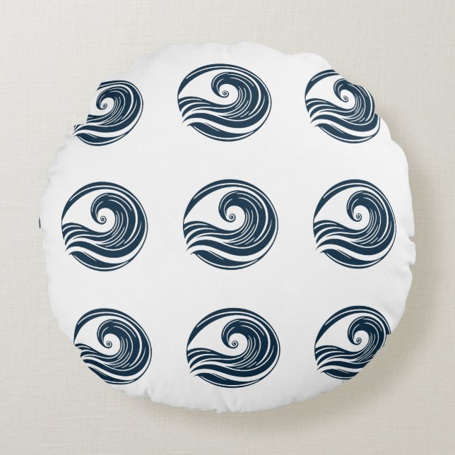 Starke Welle Rundes Kissen (Vorderseite)