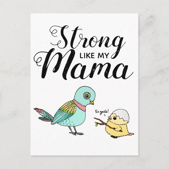 Starke wie meine Mama | Funny Mother & Baby Birds Postkarte (Vorderseite)