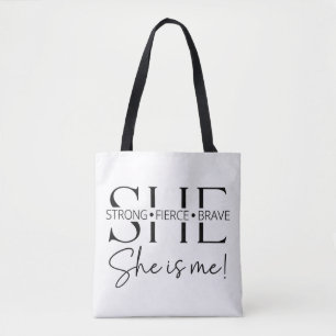 Starke Wilde Tapfere Inspirierende Zitat-Typografi Tasche