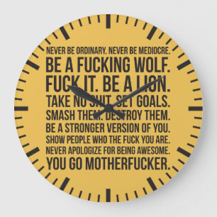 Stärken-Motivation - seien Sie nie gewöhnliches Große Wanduhr