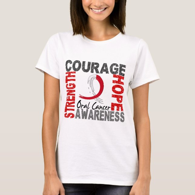 Stärken-Mut-Hoffnungs-Mundkrebs T-Shirt (Vorderseite)