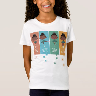 Stärkendes Farbblock Schwarz Ballerina Mädchen T-Shirt